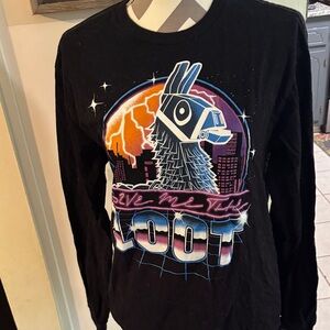 Black Long Sleeve Fortnite llama shirt
